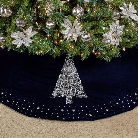 navy blue christmas tree skirt.